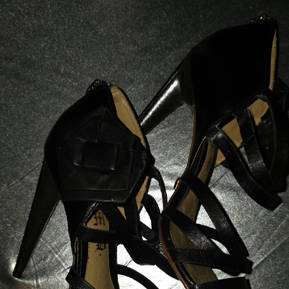 L.A.M.B. Black Strappy Heels - Picture 4 of 10